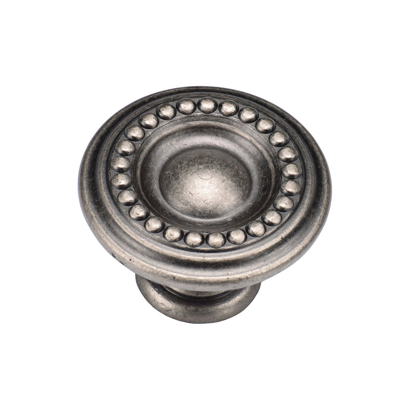 Beaded Round Knob 035mm Distressed Pewter on Zinc finish
 - TK4404-035-DPW - Choice Handles