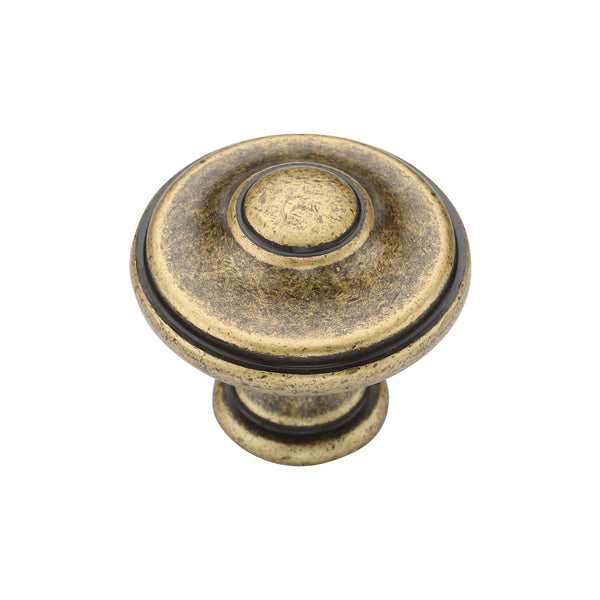 Round Domed Cabinet Knob 30mm Distressed Brass Finish
 - TK4408-030-DBS - Choice Handles