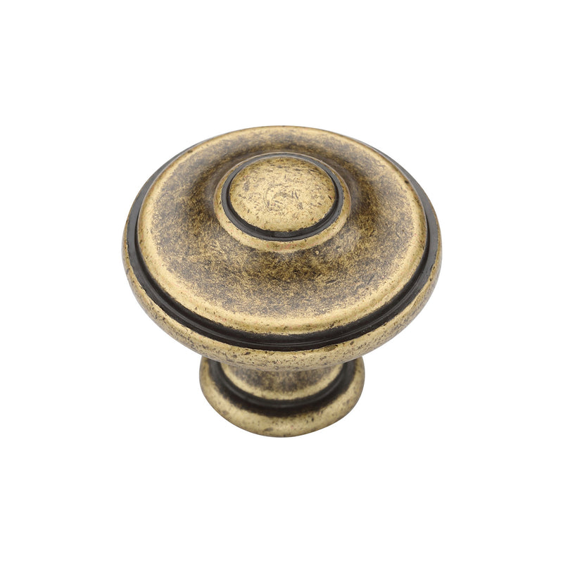 Round Domed Cabinet Knob 30mm Distressed Brass Finish
 - TK4408-030-DBS - Choice Handles