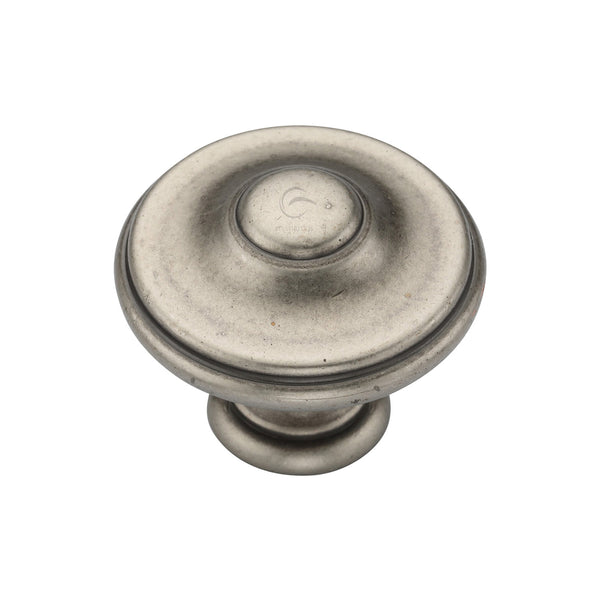 Round Domed Cabinet Knob 35mm Distressed Pewter Finish
 - TK4408-035-DPW - Choice Handles