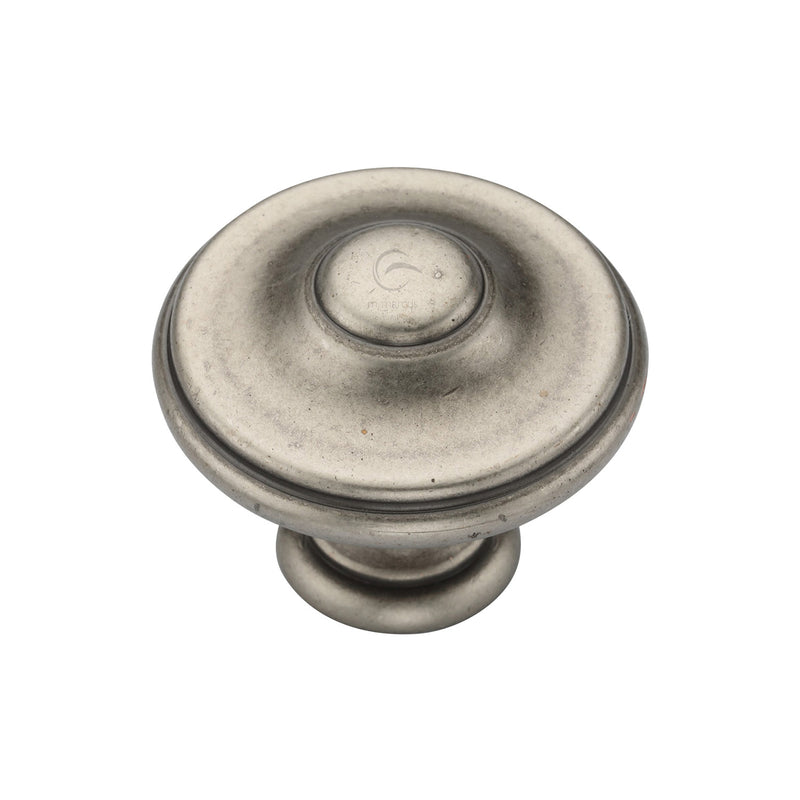 Round Domed Cabinet Knob 35mm Distressed Pewter Finish
 - TK4408-035-DPW - Choice Handles