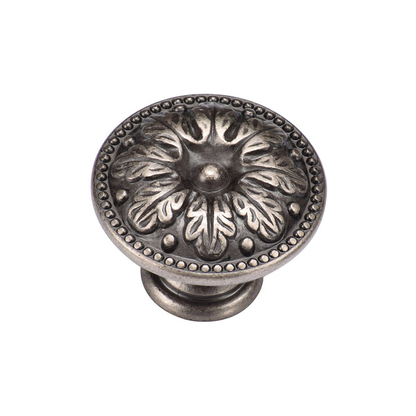 Floral Round Knob 30mm Distressed Pewter Finish
 - TK4479-030-DPW - Choice Handles