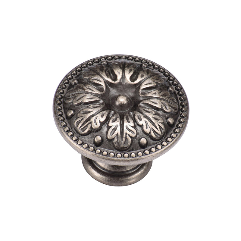 Floral Round Knob 30mm Distressed Pewter Finish
 - TK4479-030-DPW - Choice Handles