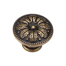 Floral Round Knob 35mm Distressed Brass Finish
 - TK4479-035-DBS - Choice Handles