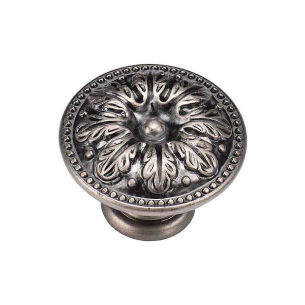 Floral Round Knob 35mm Distressed Pewter Finish
 - TK4479-035-DPW - Choice Handles