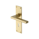 Heritage Brass Door Handle Lever Lock Trident Design Satin Brass Finish
 - TRI1300-SB - Choice Handles