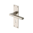Heritage Brass Door Handle Lever Lock Trident Design Satin Nickel Finish - TRI1300-SN - Choice Handles
