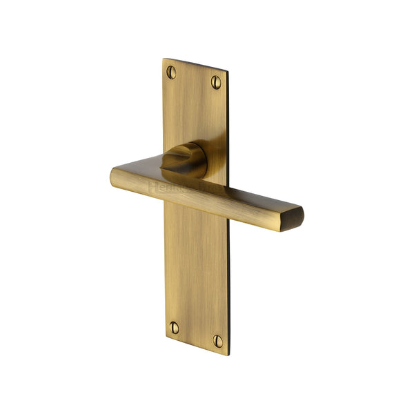 Heritage Brass Door Handle Lever Latch Trident Design Antique Finish - TRI1310-AT - Choice Handles