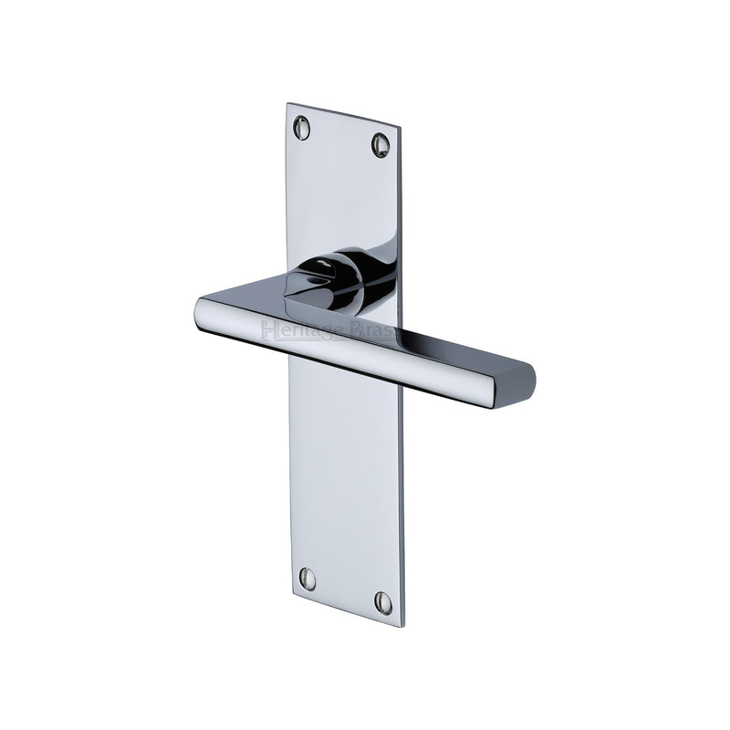 Heritage Brass Door Handle Lever Latch Trident Design Polished Chrome Finish - TRI1310-PC - Choice Handles