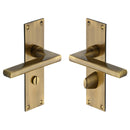 Heritage Brass Door Handle Bathroom Set Trident Design Antique Finish - TRI1330-AT - Choice Handles