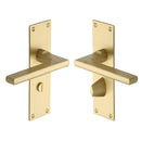 Heritage Brass Door Handle Bathroom Set Trident Design Satin Brass Finish - TRI1330-SB - Choice Handles