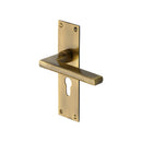 Heritage Brass Door Handle Euro Profile Plate Trident Design Antique Finish - TRI1348-AT - Choice Handles