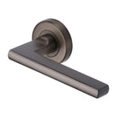 Heritage Brass Door Handle Lever on Rose Trident Design Matt Bronze Finish - TRI1352-MB - Choice Handles