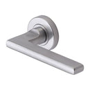 Heritage Brass Door Handle Lever Latch on Round Rose Trident Design Satin Chrome finish - TRI1352-SC - Choice Handles