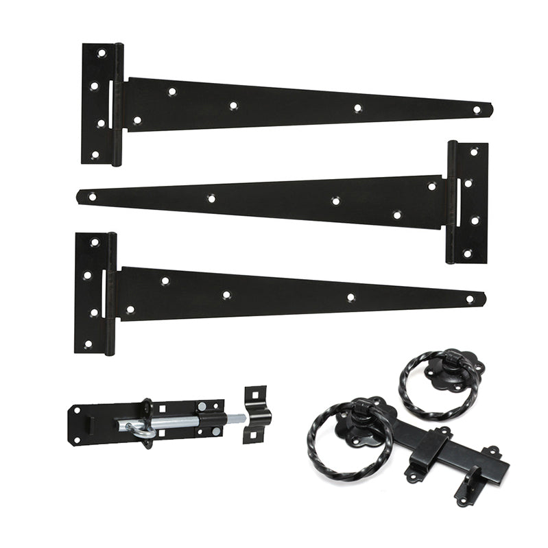 Spira Brass - 14" 350mm Twist Ring Gate Ironmongery Kit  - Black - 9107 - Choice Handles