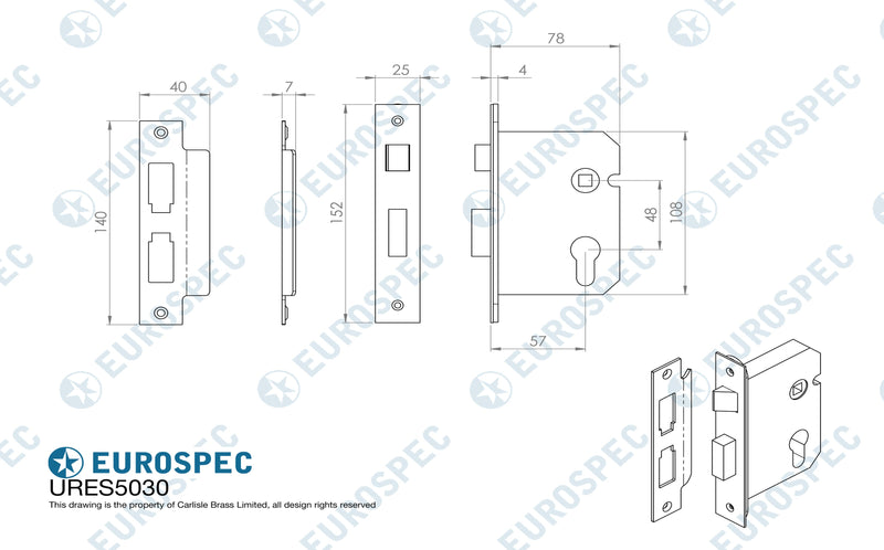 Eurospec - Euro Profile Sashlock 76mm - Satin Stainless Steel - URES5030SSS