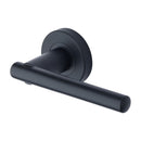 Heritage Brass Door Handle Lever Latch on Round Rose Challenger Design Matt Black finish
 - V1001-BKMT - Choice Handles