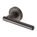 Heritage Brass Door Handle Lever on Rose Challenger Design Matt Bronze Finish - V1001-MB - Choice Handles