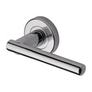 Heritage Brass Door Handle Lever Latch on Round Rose Challenger Design Polished Chrome finish - V1001-PC - Choice Handles