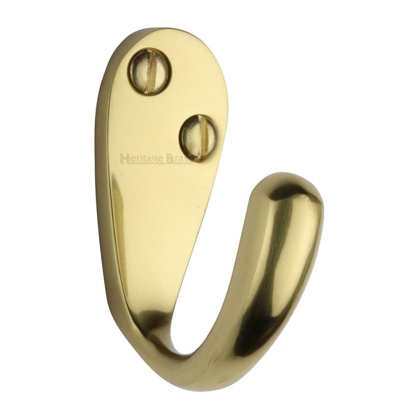 Heritage Brass Single Robe Hook Polished Brass finish - V1040-PB - Choice Handles