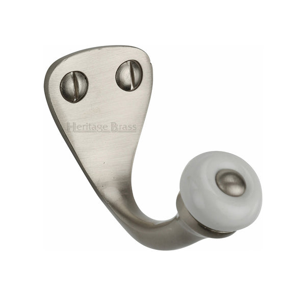 Heritage Brass Single Robe Hook Satin Nickel Finish - V1044-SN - Choice Handles