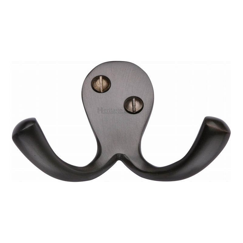 Heritage Brass Double Coat Hook Matt Bronze finish - V1060-MB - Choice Handles