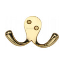 Heritage Brass Double Coat Hook Polished Brass finish - V1060-PB - Choice Handles