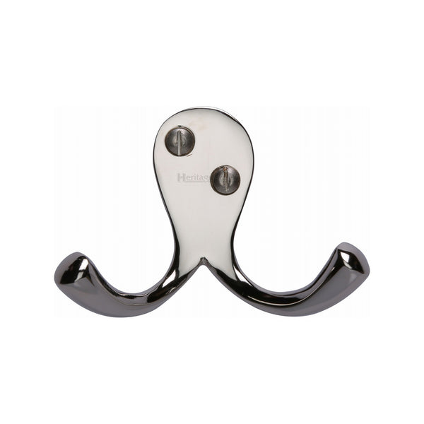 Heritage Brass Double Coat Hook Polished Nickel - V1060-PNF - Choice Handles