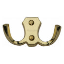 Heritage Brass Double Coat Hook Polished Brass finish - V1062-PB - Choice Handles