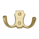 Heritage Brass Double Coat Hook Satin Brass finish - V1062-SB - Choice Handles
