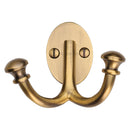 Heritage Brass Ball Double Robe Hook Antique Brass finish - V1063-AT