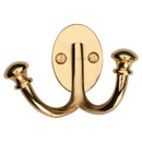 Heritage Brass Ball Double Robe Hook Polished Brass finish - V1063-PB