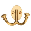 Heritage Brass Ball Double Robe Hook Satin Brass finish - V1063-SB