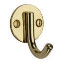 Heritage Brass Single Robe Hook Polished Brass finish - V1064-PB - Choice Handles