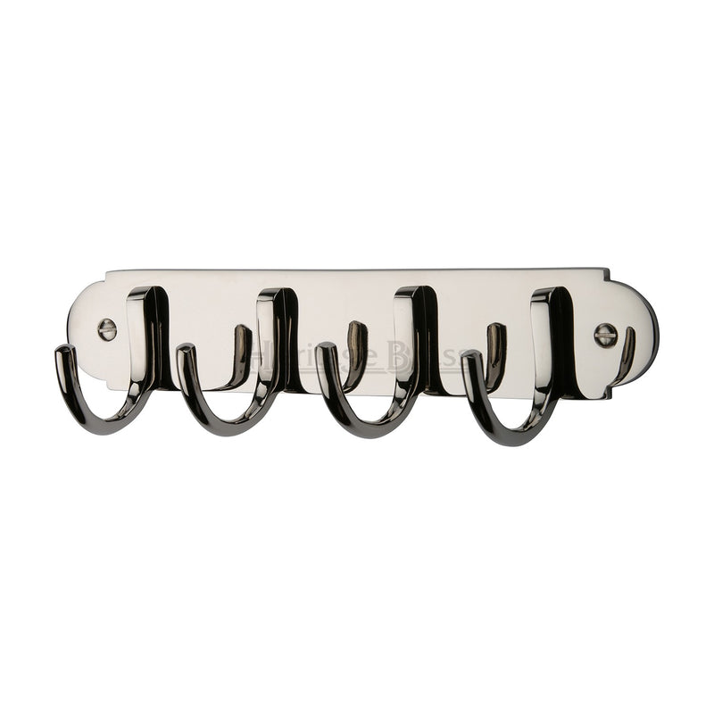 Heritage Brass Coat Hooks on Plate Polished Nickel - V1079-PNF - Choice Handles