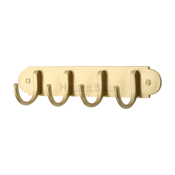 Heritage Brass Coat Hooks on Plate Satin Brass Finish - V1079-SB - Choice Handles