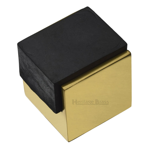 Heritage Brass Door Stop Square Floor Mounted Design Polished Brass Finish - V1082-PB