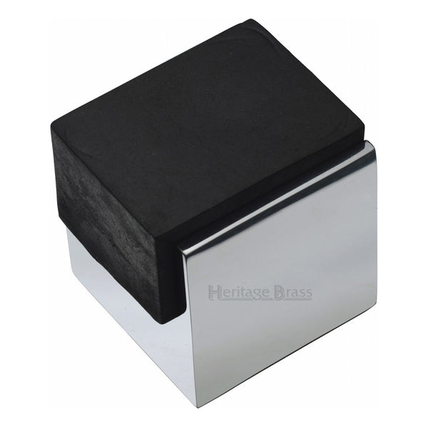 Heritage Brass Door Stop Square Floor Mounted Design Polished Chrome Finish - V1082-PC