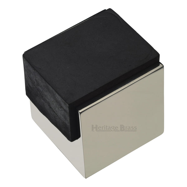 Heritage Brass Door Stop Square Floor Mounted Design Polished Nickel - V1082-PNF