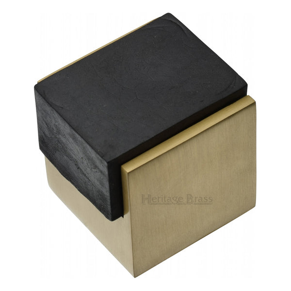Heritage Brass Door Stop Square Floor Mounted Design Satin Brass Finish - V1082-SB