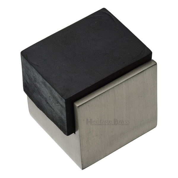 Heritage Brass Door Stop Square Floor Mounted Design Satin Nickel Finish - V1082-SN