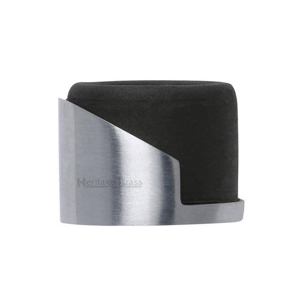 Heritage Brass Door Stop Round Floor Mounted Design Satin Chrome Finish - V1088-SC