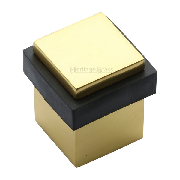 Heritage Brass Door Stop Square Floor Mounted Design Polished Brass Finish - V1089-PB