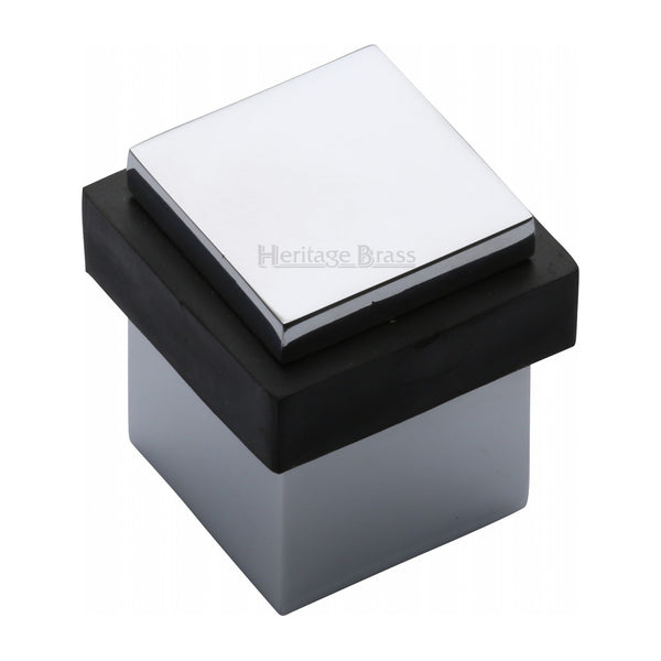 Heritage Brass Door Stop Square Floor Mounted Design Polished Chrome Finish - V1089-PC