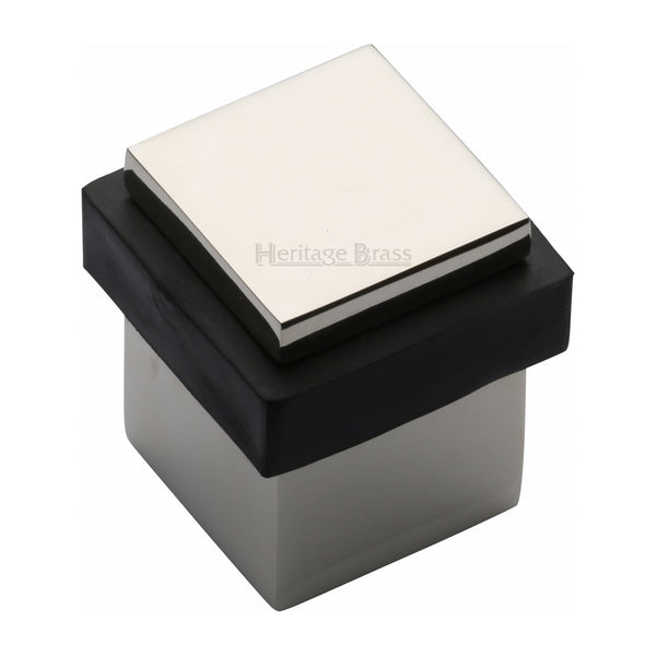 Heritage Brass Door Stop Square Floor Mounted Design Polished Nickel - V1089-PNF