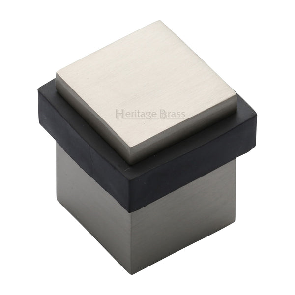 Heritage Brass Door Stop Square Floor Mounted Design Satin Nickel Finish - V1089-SN
