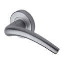 Heritage Brass Door Handle Lever Latch on Round Rose Wing Design Satin Chrome finish - V1121-SC - Choice Handles