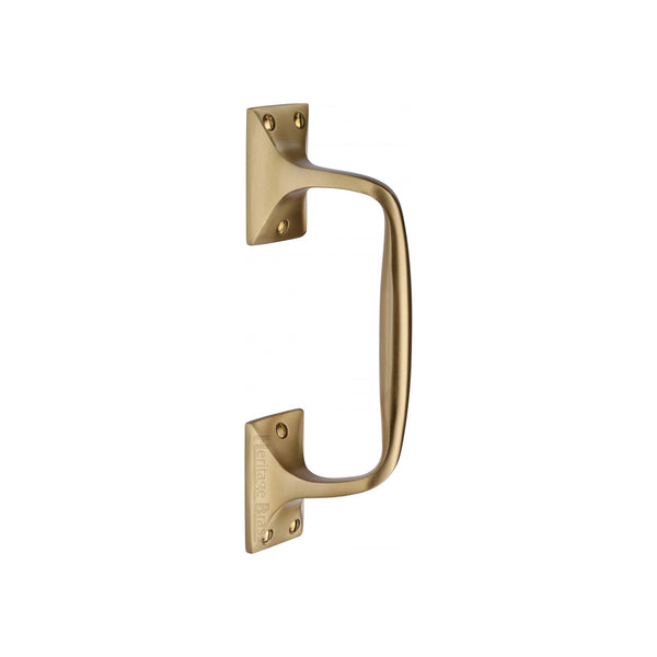 Heritage Brass Door Pull Handle Cranked Design 8" Satin Brass Finish - V1150 202-SB - Choice Handles