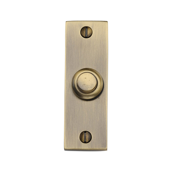 Heritage Brass Rectangular Bell Push  Antique Brass finish - FB367 - Choice Handles
