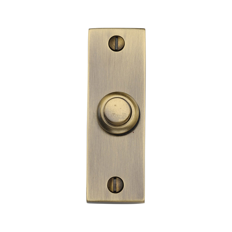Heritage Brass Rectangular Bell Push  Antique Brass finish - FB367 - Choice Handles